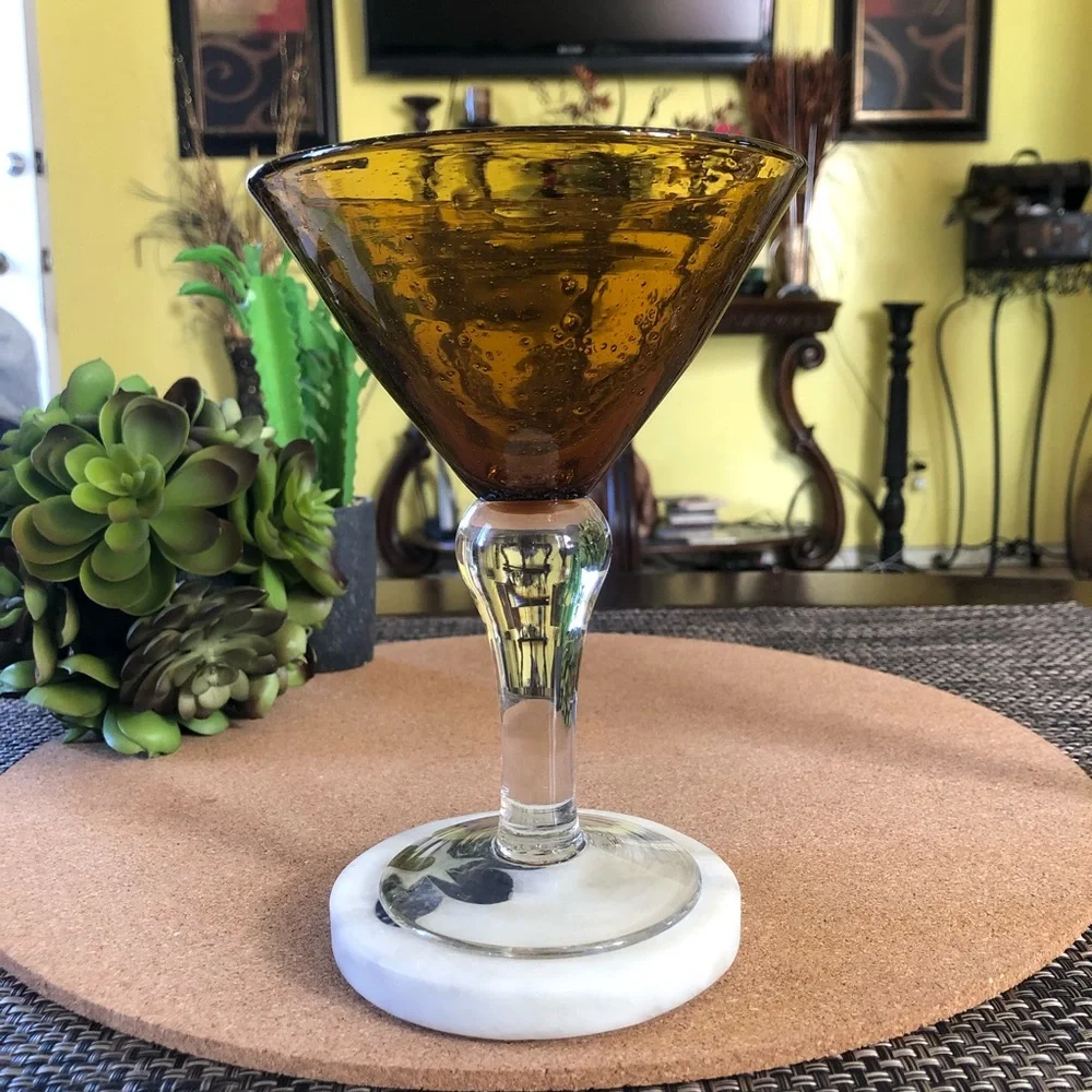 Vintage Amber Cocktail Glass Set